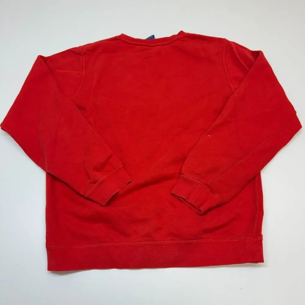 Nike Sweatshirt Mens Small Red Club Fleece Crewneck Pullover Swoosh Retro
